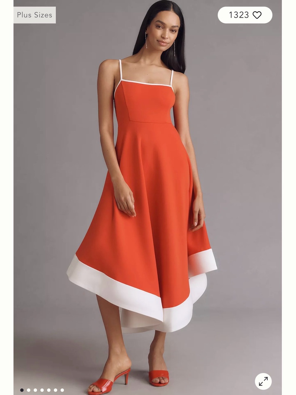 Anthropology Maeve Color-block A Line Midi Elegant Red and White Dress